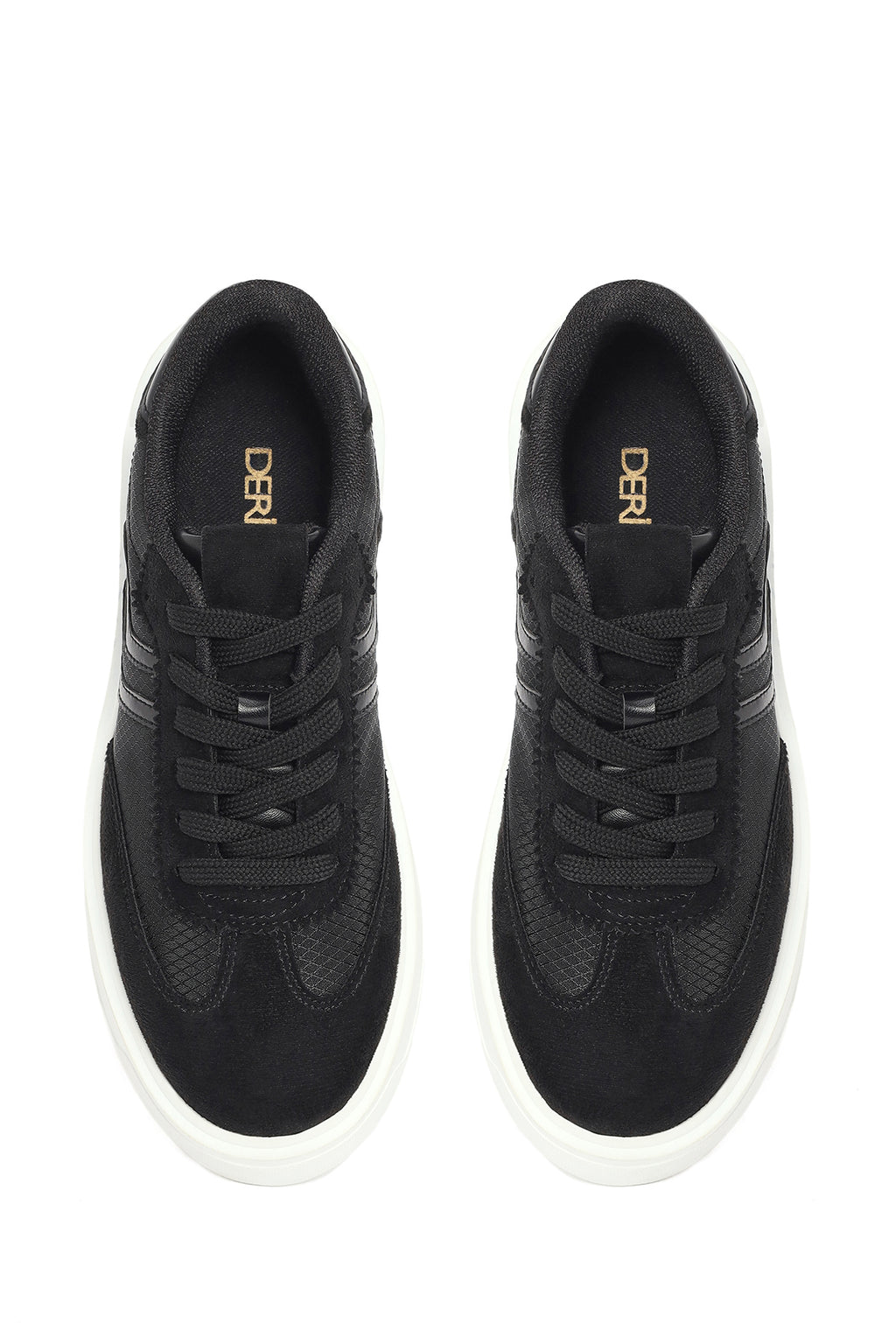 Kadın Siyah Kalın Tabanlı Bağcıklı Sneaker