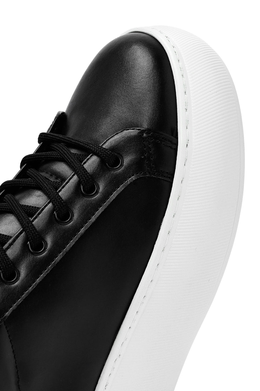 Women's Black Lace-Up Thick Soled Sneaker
