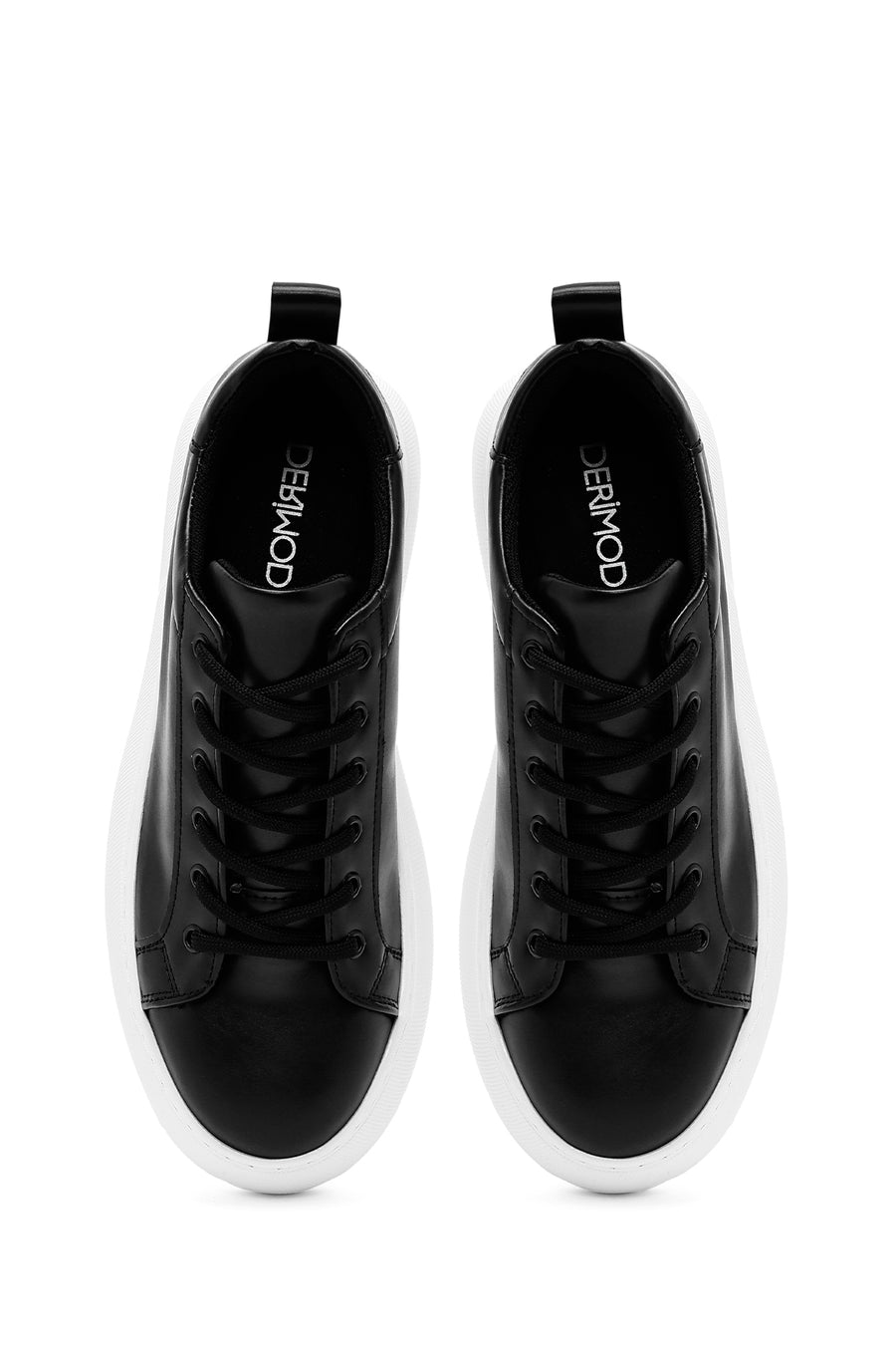 Women's Black Lace-Up Thick Soled Sneaker