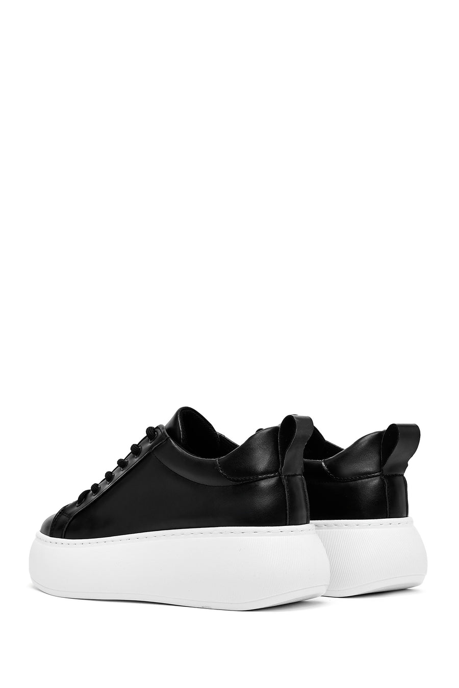 Women's Black Lace-Up Thick Soled Sneaker