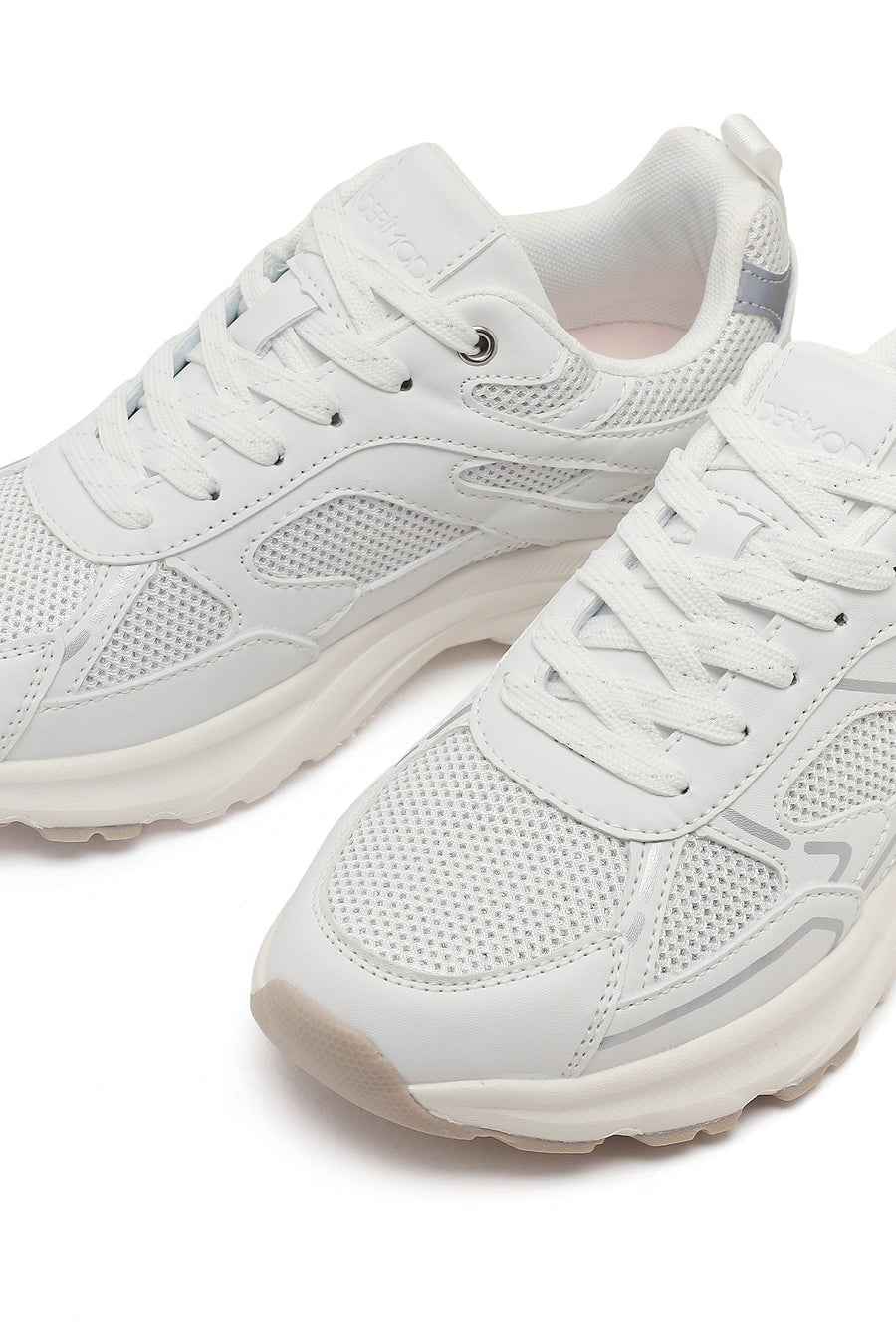 Women's White Lace-Up Thick Soled Sneaker
