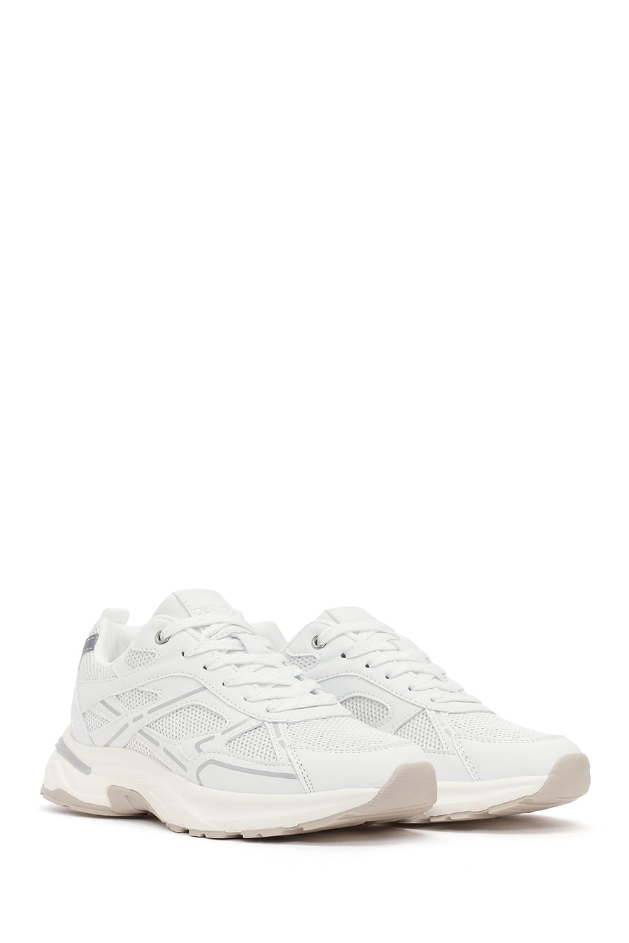 Women's White Lace-Up Thick Soled Sneaker