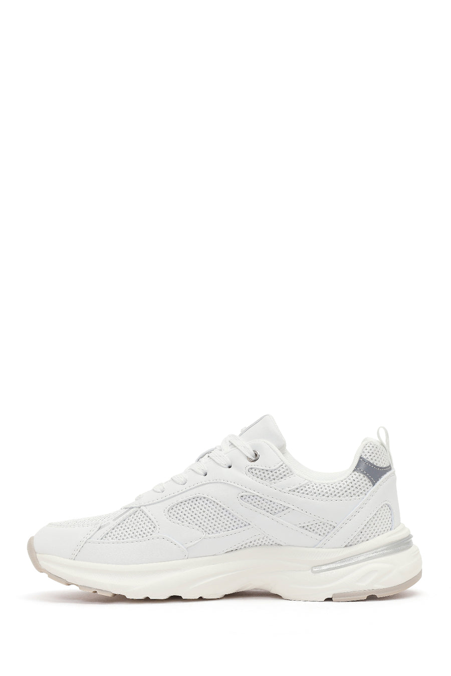 Women's White Lace-Up Thick Soled Sneaker
