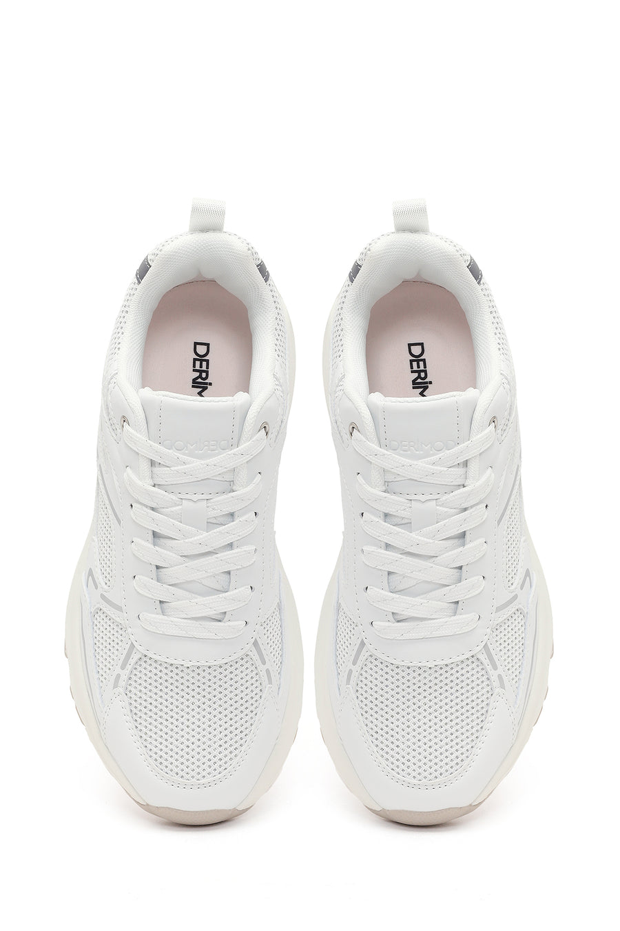 Women's White Lace-Up Thick Soled Sneaker
