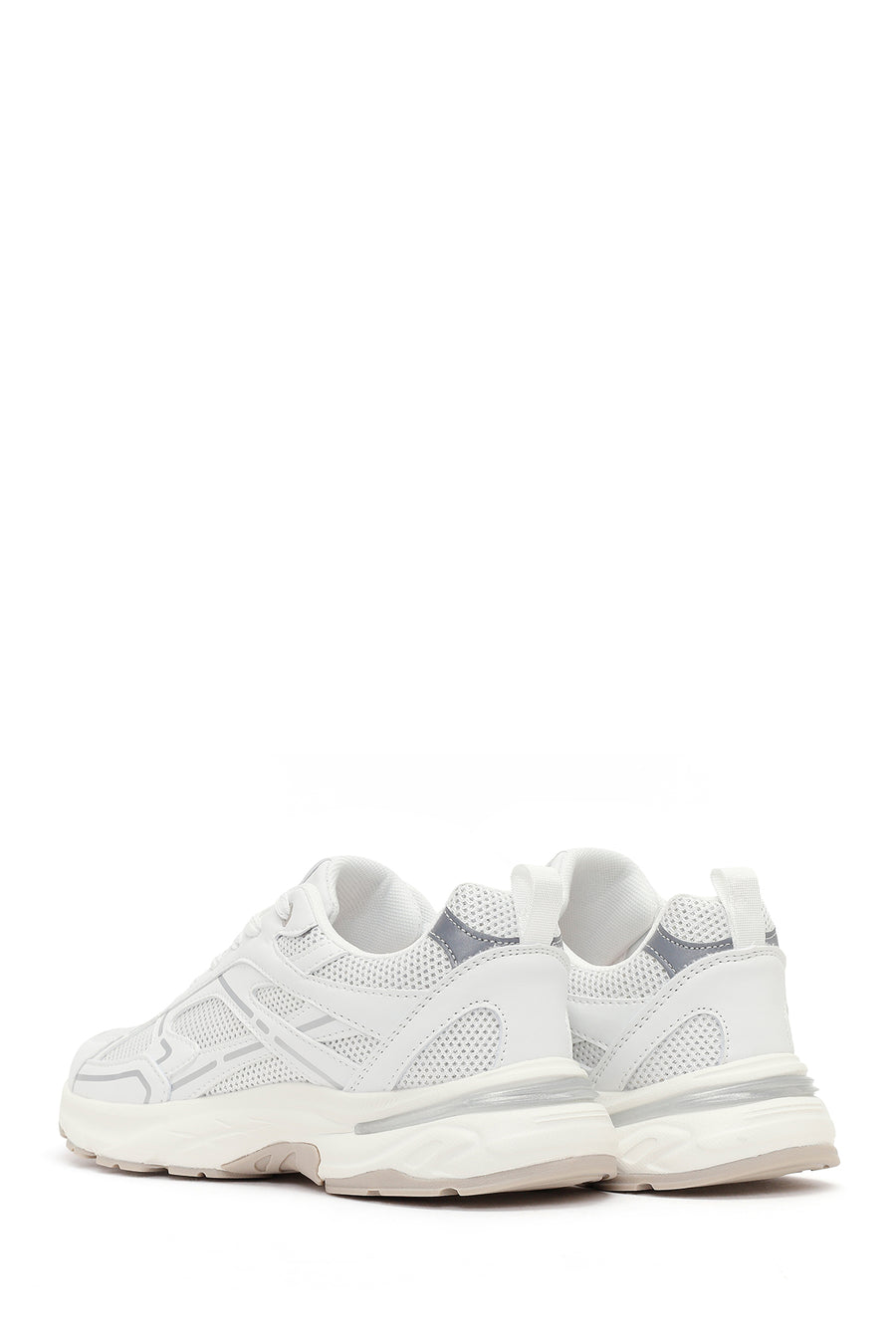 Women's White Lace-Up Thick Soled Sneaker