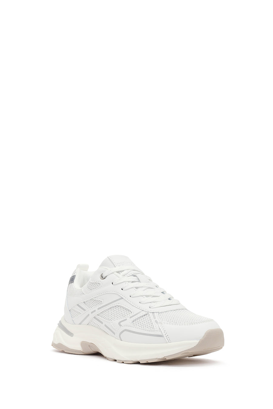 Women's White Lace-Up Thick Soled Sneaker