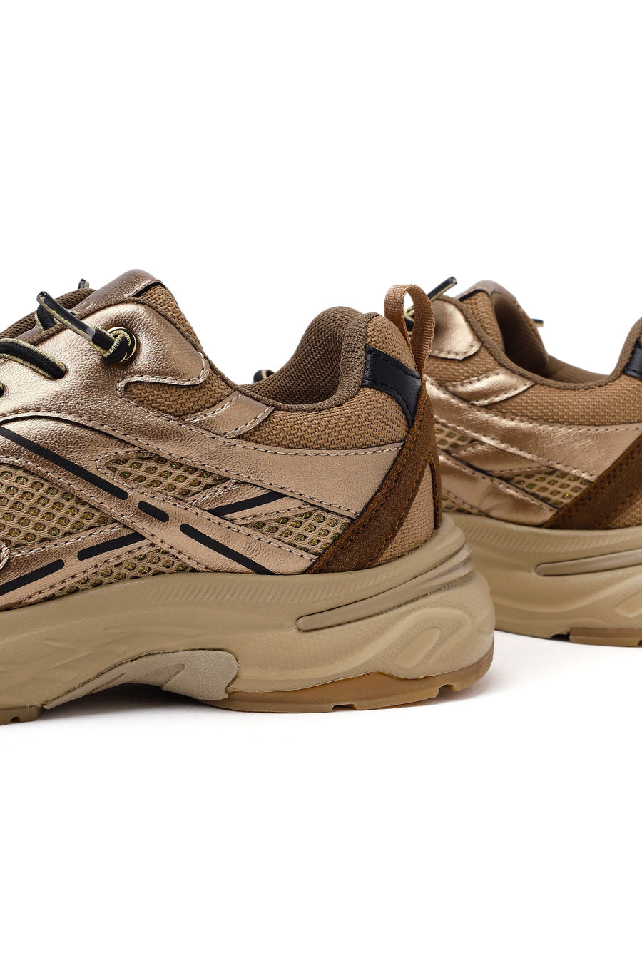 Kadın Bronz Bağcıklı Kalın Tabanlı Sneaker