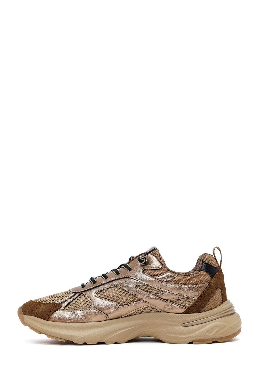 Kadın Bronz Bağcıklı Kalın Tabanlı Sneaker
