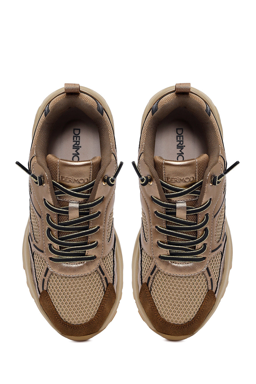 Kadın Bronz Bağcıklı Kalın Tabanlı Sneaker