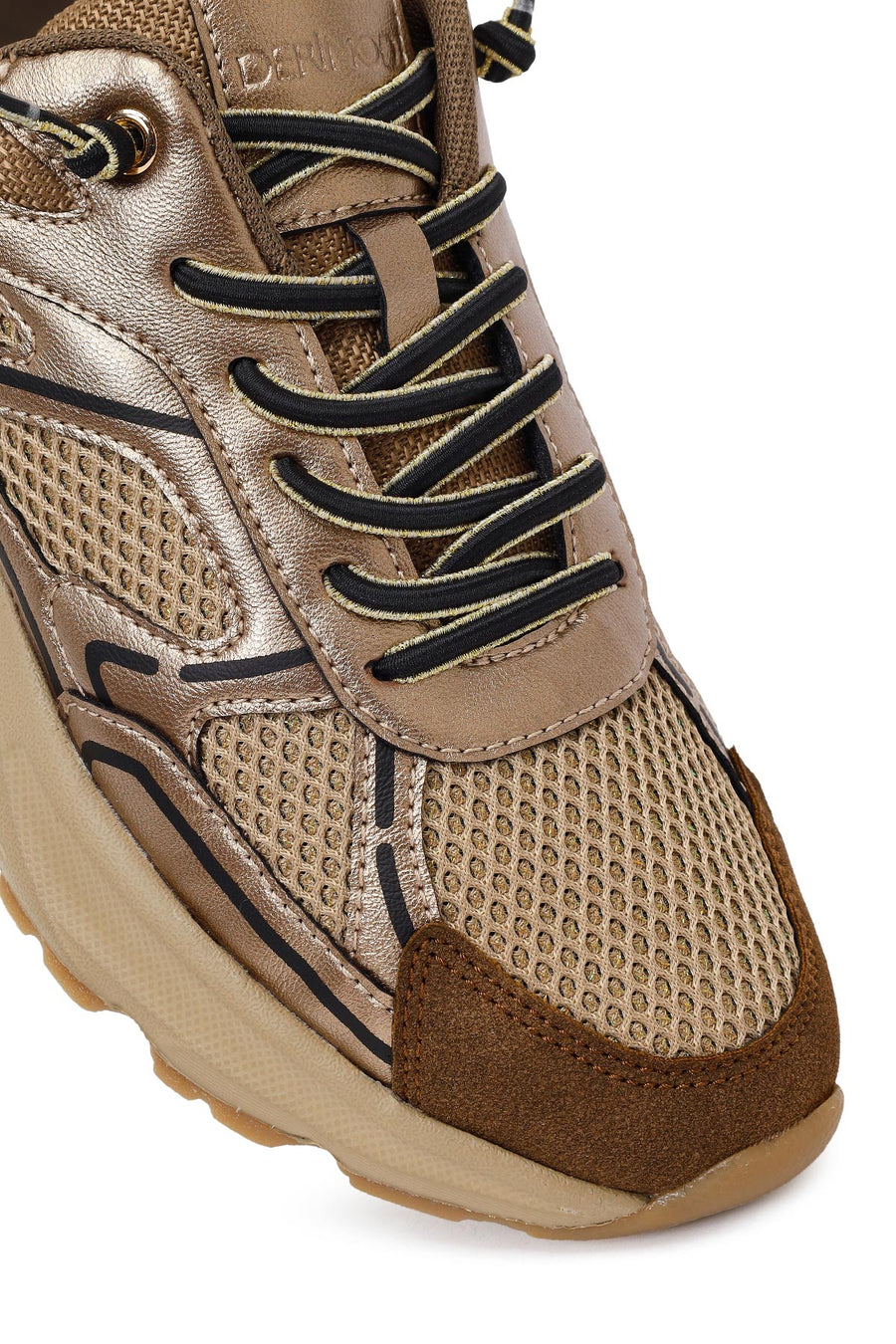 Kadın Bronz Bağcıklı Kalın Tabanlı Sneaker