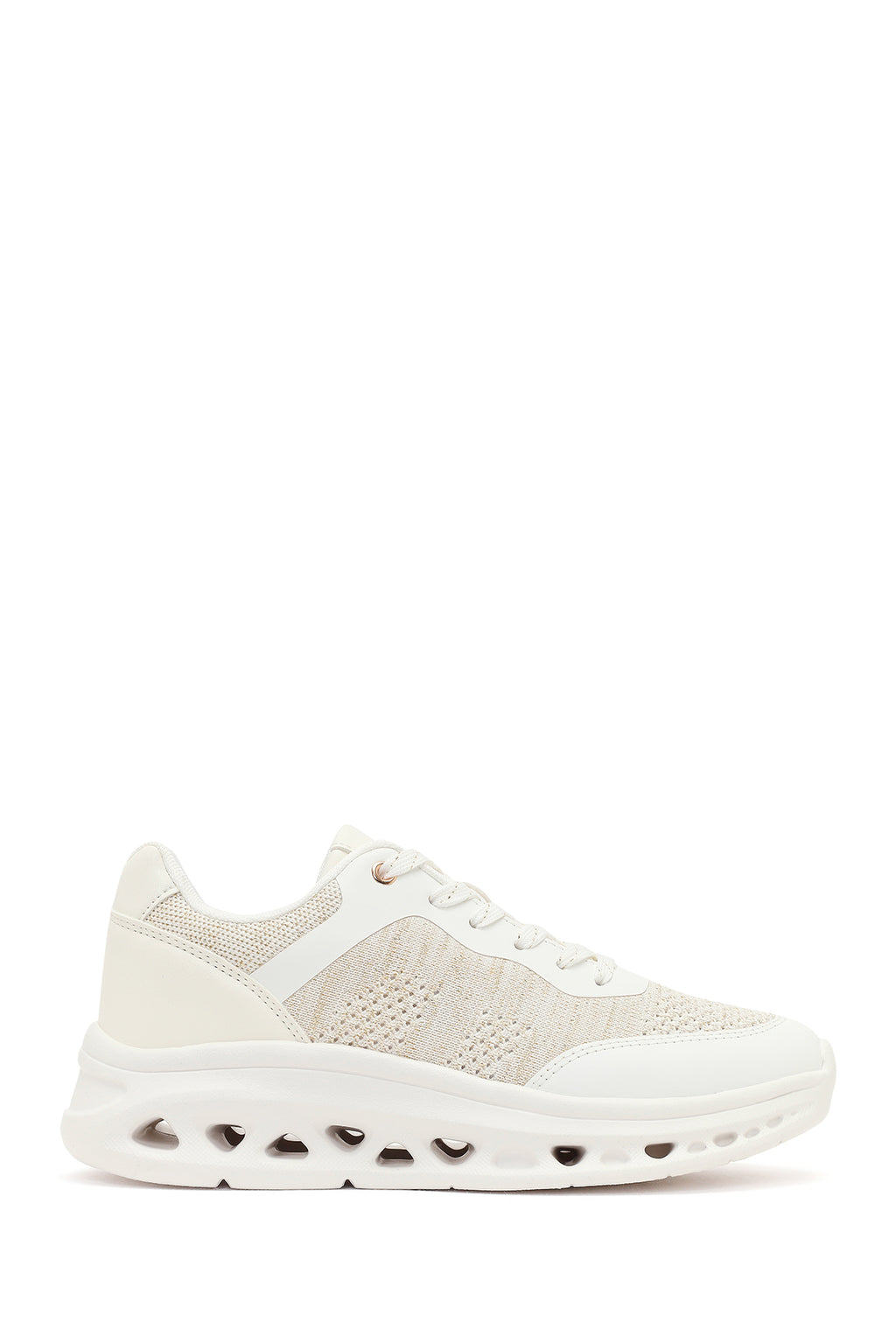 Kadın Krem Bağcıklı Kalın Tabanlı Sneaker