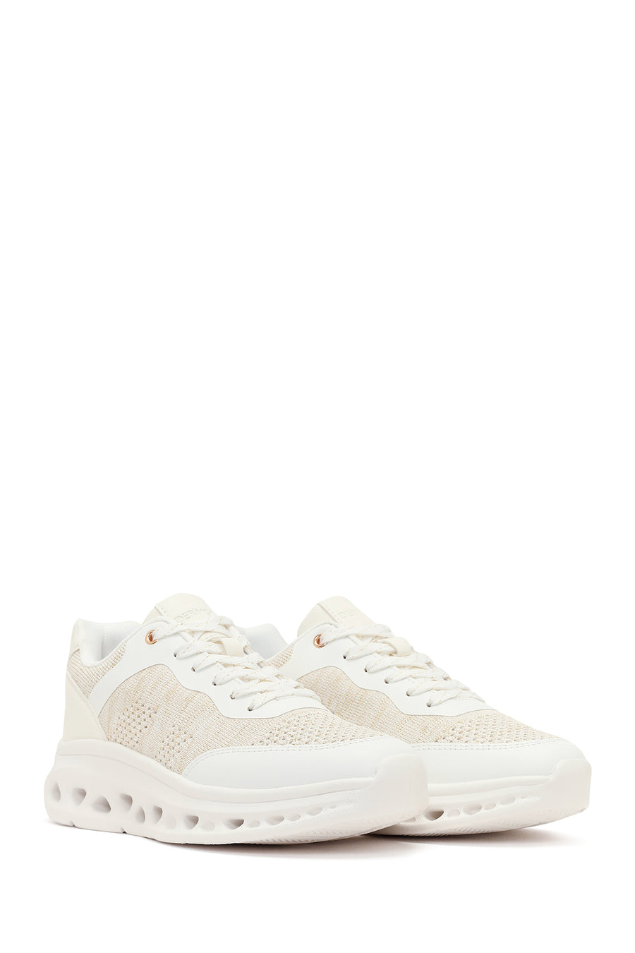 Kadın Krem Bağcıklı Kalın Tabanlı Sneaker