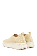 Women's Beige Chunky Sole Patterned Suede Comfort Shoes | Derimod