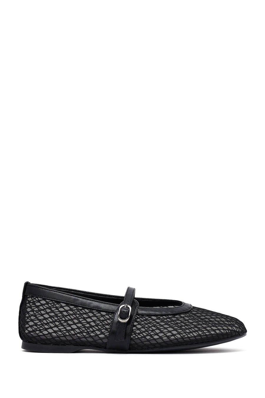 Women's Black Mesh Buckle Ballet Flats 26PFE485014 | Derimod
