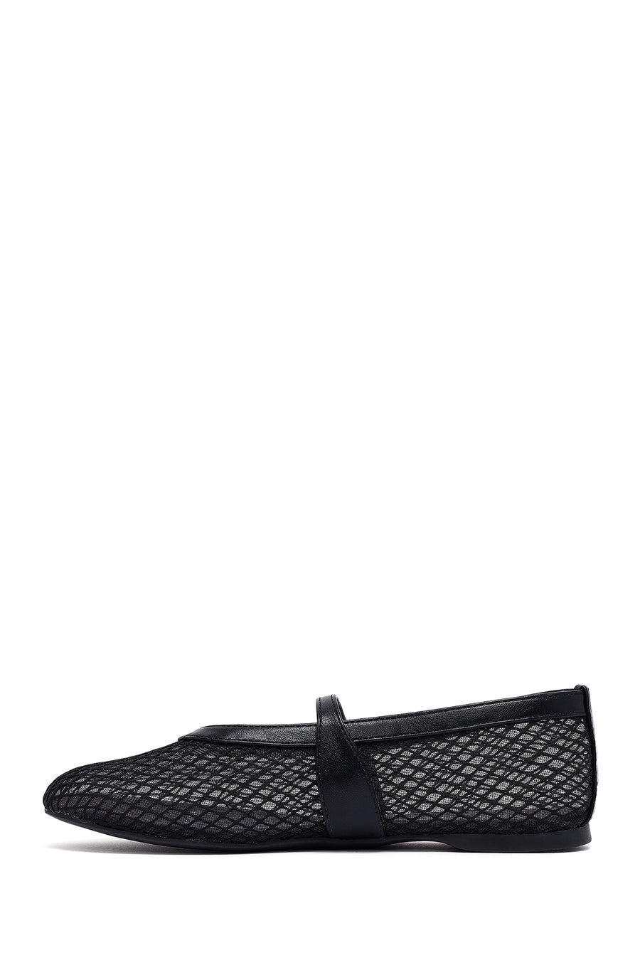 Women's Black Mesh Buckle Ballet Flats