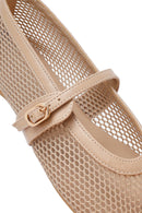 Kadın Bej Fileli Tokalı Babet | Derimod