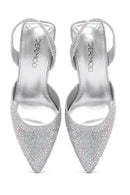 Women's Grey Stoned Open Back Thin Heeled Shoes | Derimod