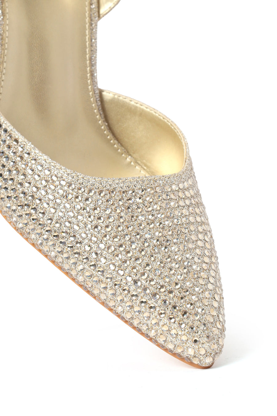 Woman Gold Embellished Backless Stiletto-Heel Shoes