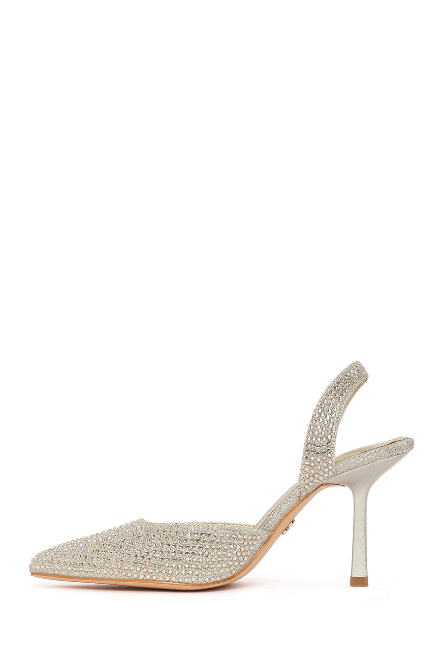 Woman Gold Embellished Backless Stiletto-Heel Shoes