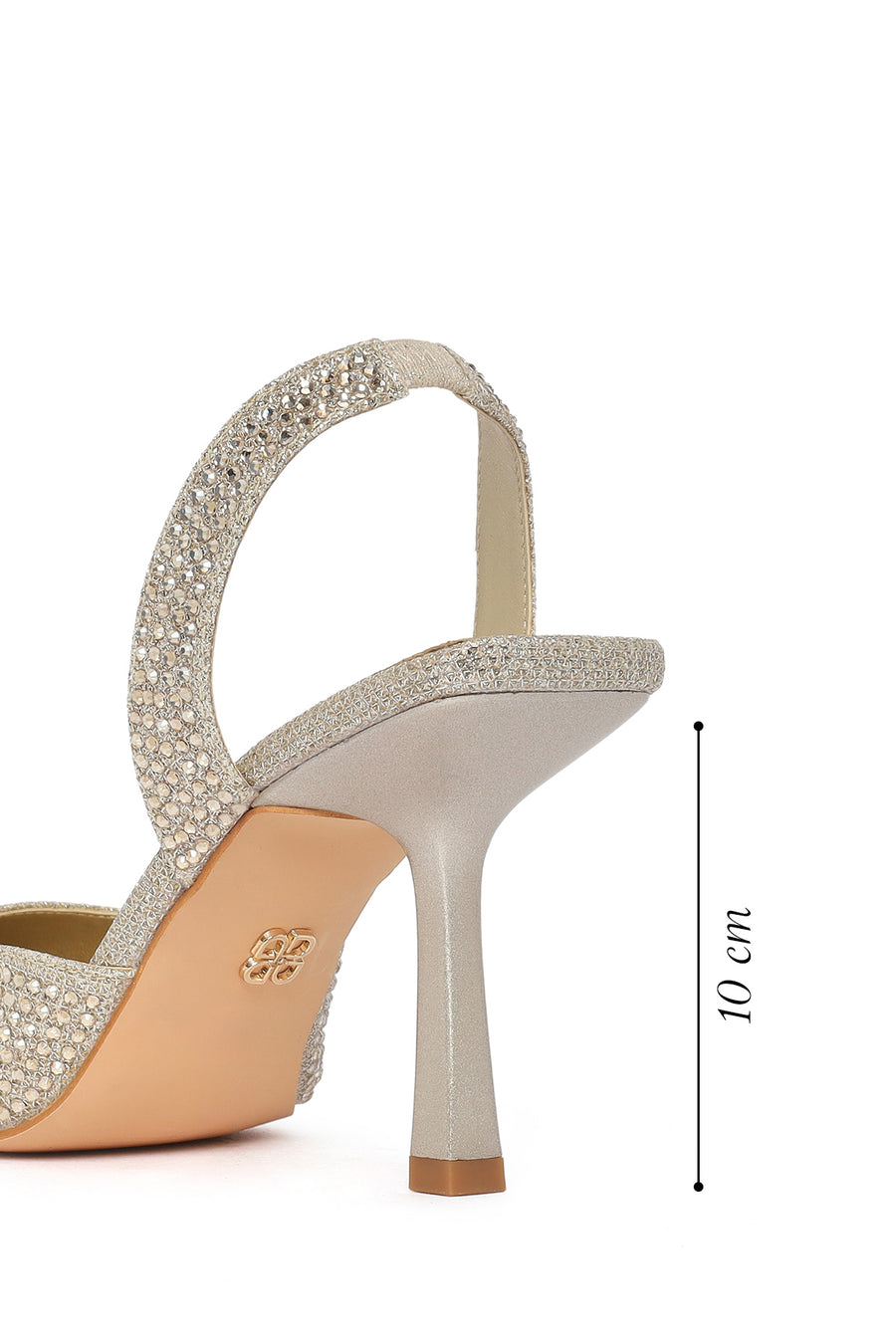 Woman Gold Embellished Backless Stiletto-Heel Shoes