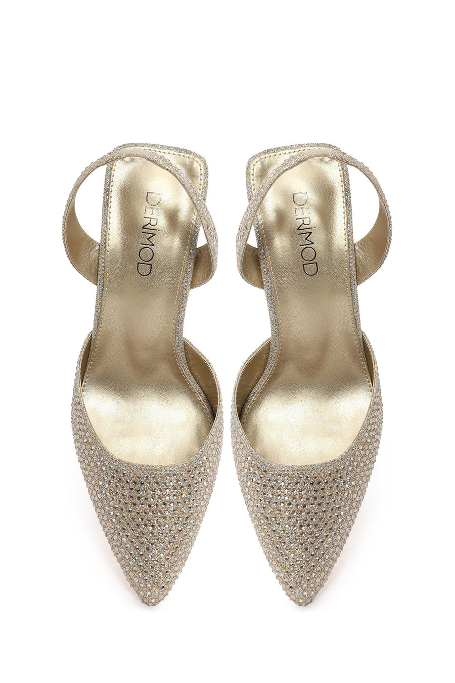 Woman Gold Embellished Backless Stiletto-Heel Shoes