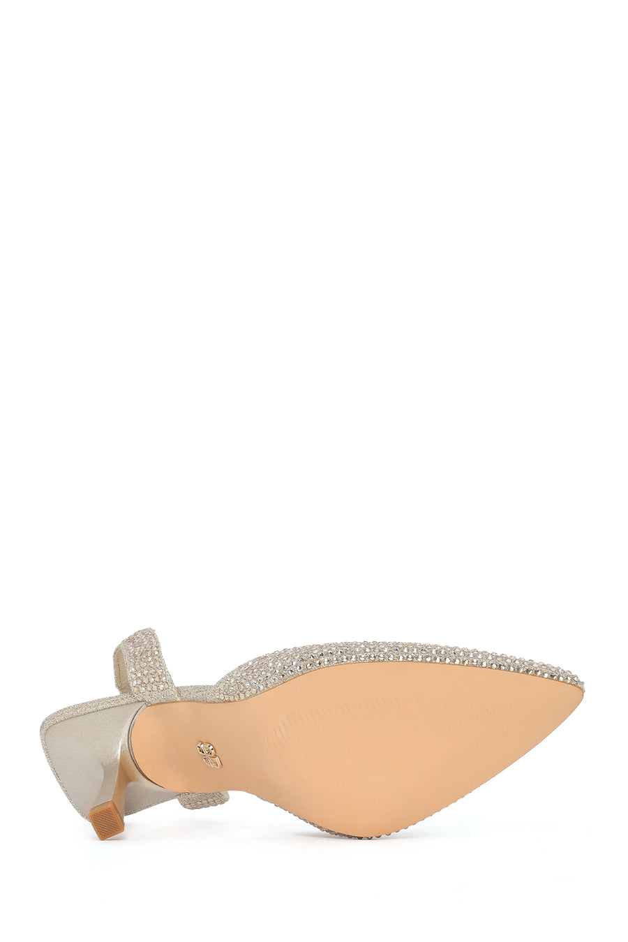 Woman Gold Embellished Backless Stiletto-Heel Shoes