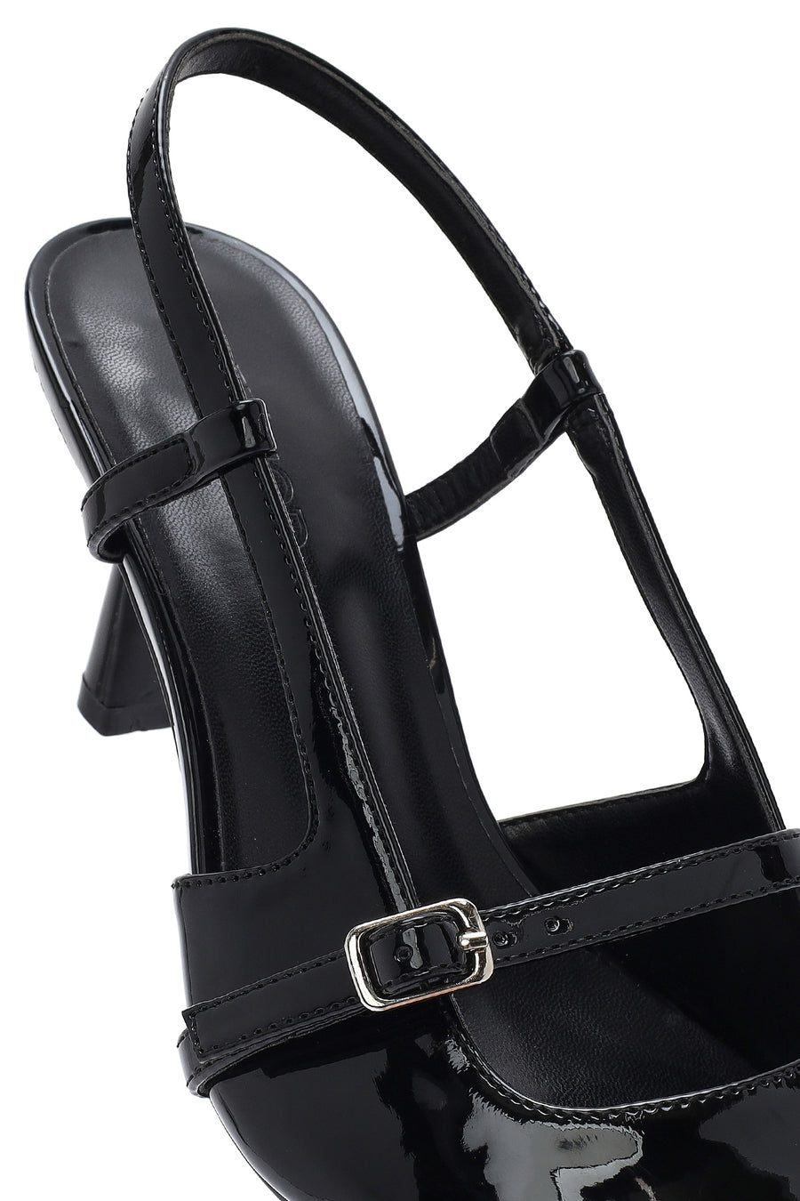 Women's Black Open Back Thin Heeled Shoes