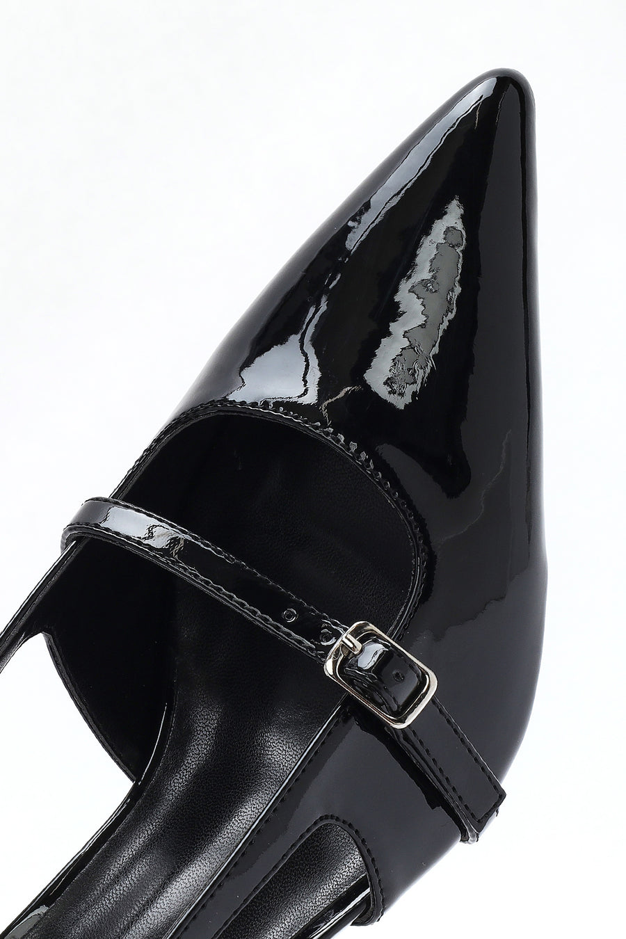 Women's Black Open Back Thin Heeled Shoes