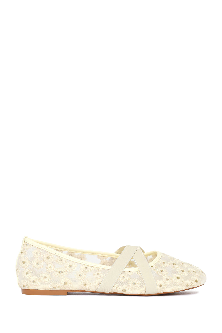 Woman Beige Patterned Fabric Ballet Flats 26PFE49456F | Derimod
