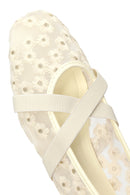 Woman Beige Patterned Fabric Ballet Flats | Derimod