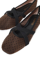 Kadın Kahverengi Desenli Kumaş Babet | Derimod