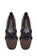 Kadın Kahverengi Desenli Kumaş Babet | Derimod