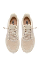 Derimod Zero Kadın Bej Bağcıklı Kalın Tabanlı Kumaş Sneaker | Derimod