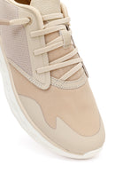 Derimod Zero Kadın Bej Bağcıklı Kalın Tabanlı Kumaş Sneaker | Derimod