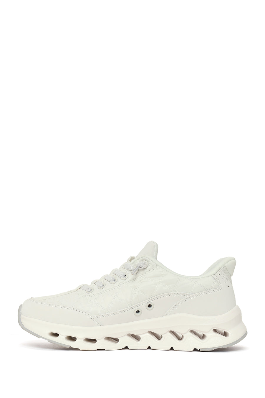 Woman White Lace-Up Chunky Sole Sneakers