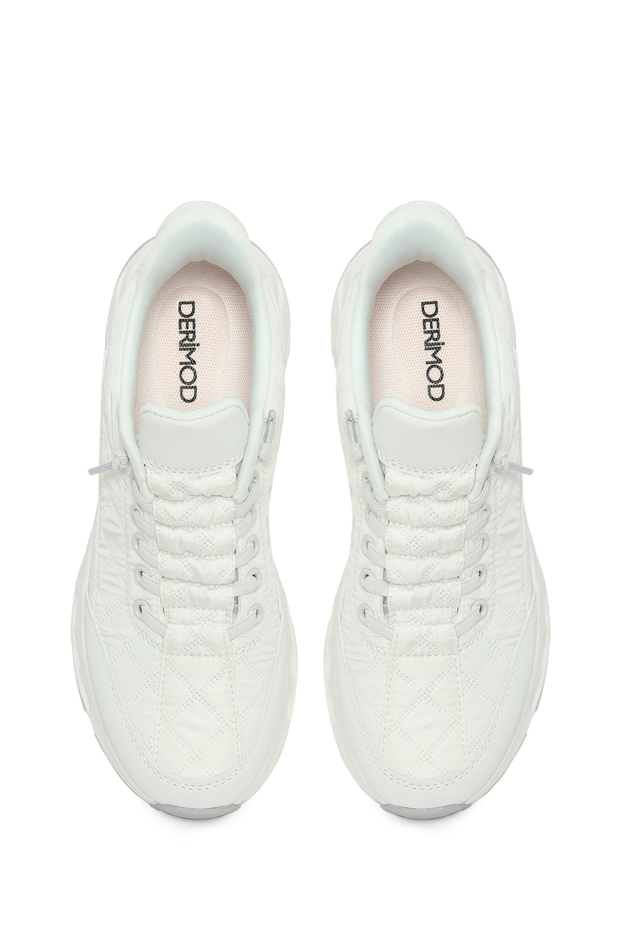 Woman White Lace-Up Chunky Sole Sneakers