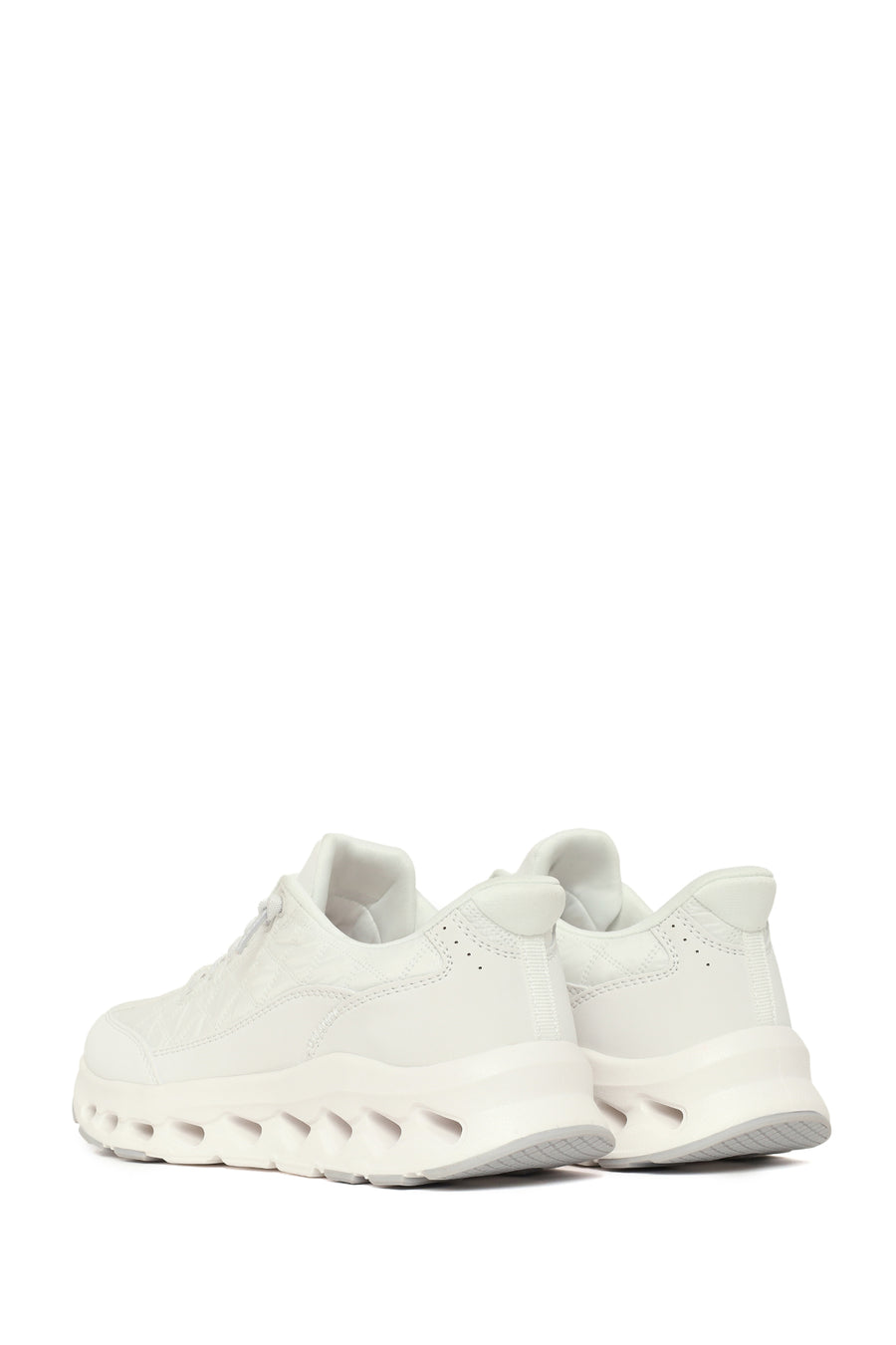 Woman White Lace-Up Chunky Sole Sneakers