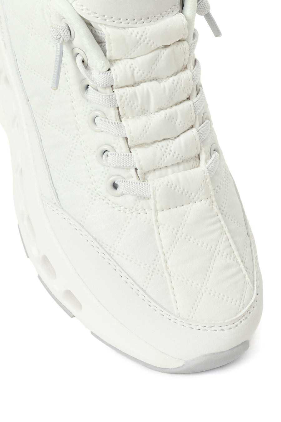 Woman White Lace-Up Chunky Sole Sneakers