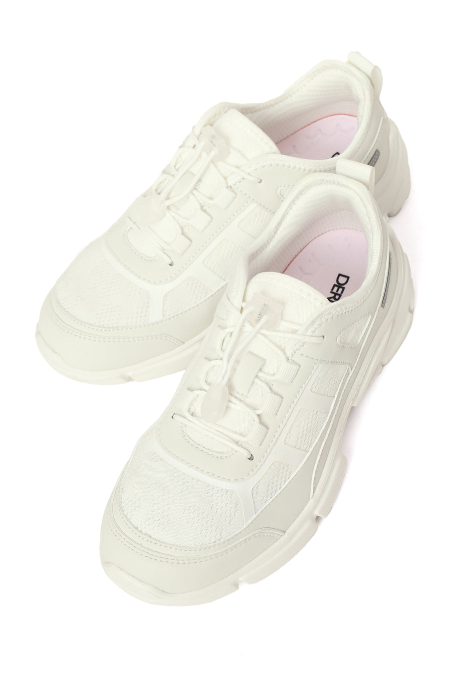 Woman White Lace-Up Chunky Platform Sneakers