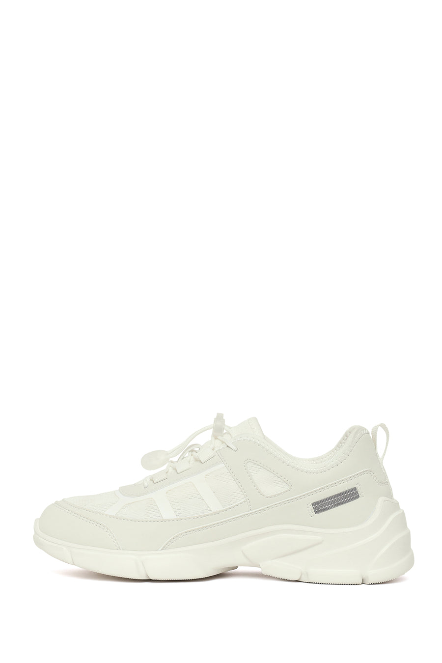 Woman White Lace-Up Chunky Platform Sneakers