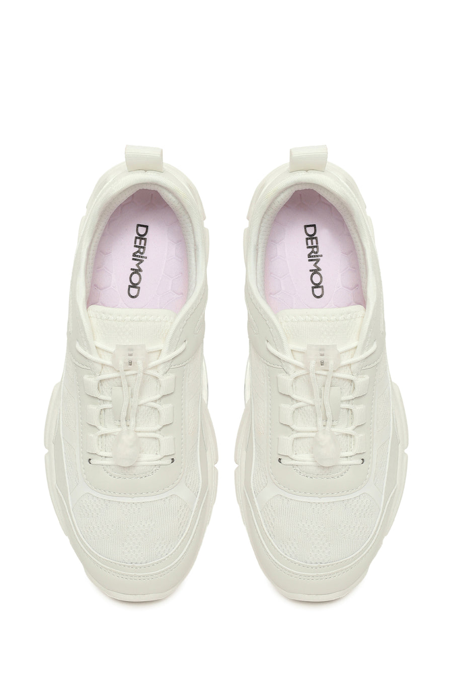 Woman White Lace-Up Chunky Platform Sneakers