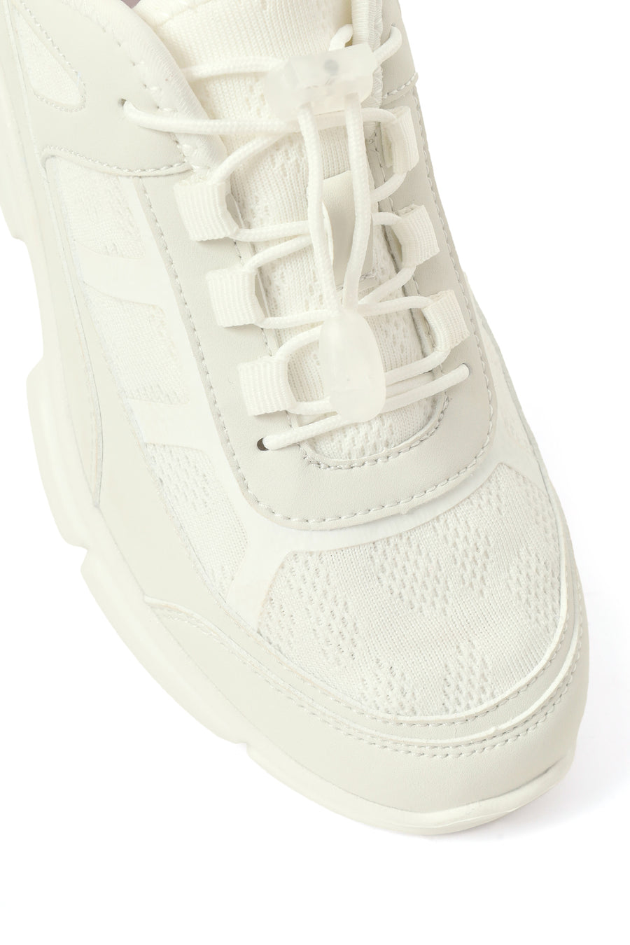 Woman White Lace-Up Chunky Platform Sneakers