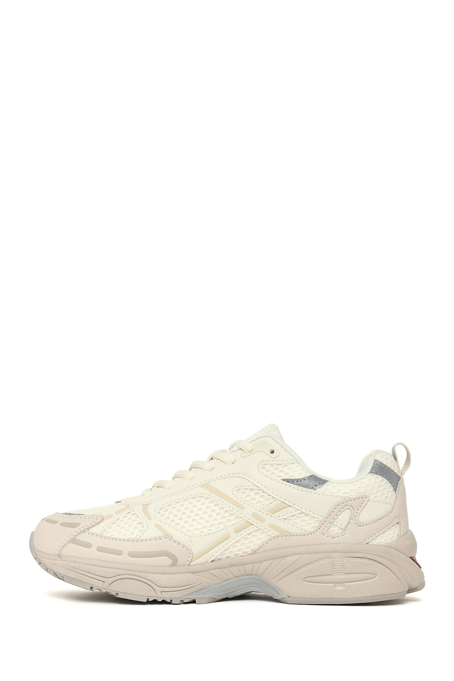 Woman Cream Lace-Up Charm Thick-Soled Sneakers