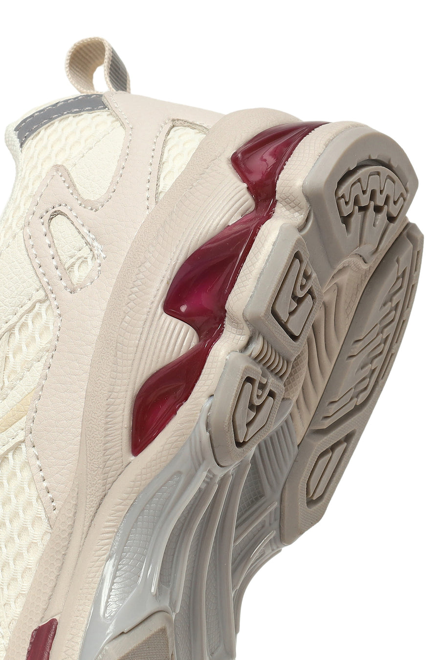 Woman Cream Lace-Up Charm Thick-Soled Sneakers