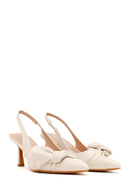Kadın Krem Arkası Açık İnce Topuklu Ayakkabı | Derimod