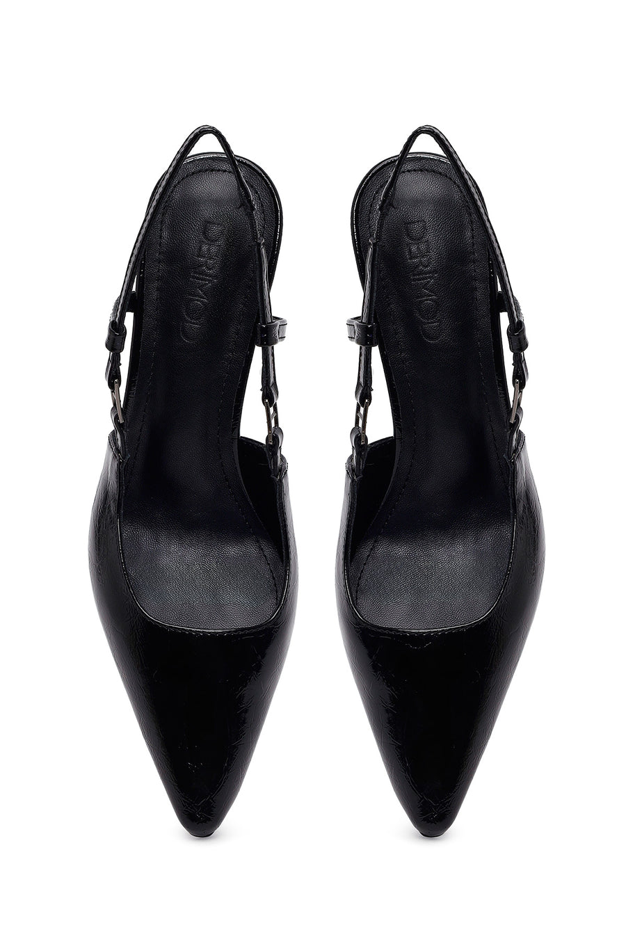 Women's Black Open Back Metallic Thin Heel Shoes