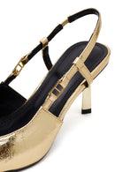 Kadın Altın Arkası Açık Metalik İnce Topuklu Ayakkabı | Derimod