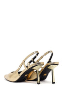 Kadın Altın Arkası Açık Metalik İnce Topuklu Ayakkabı | Derimod