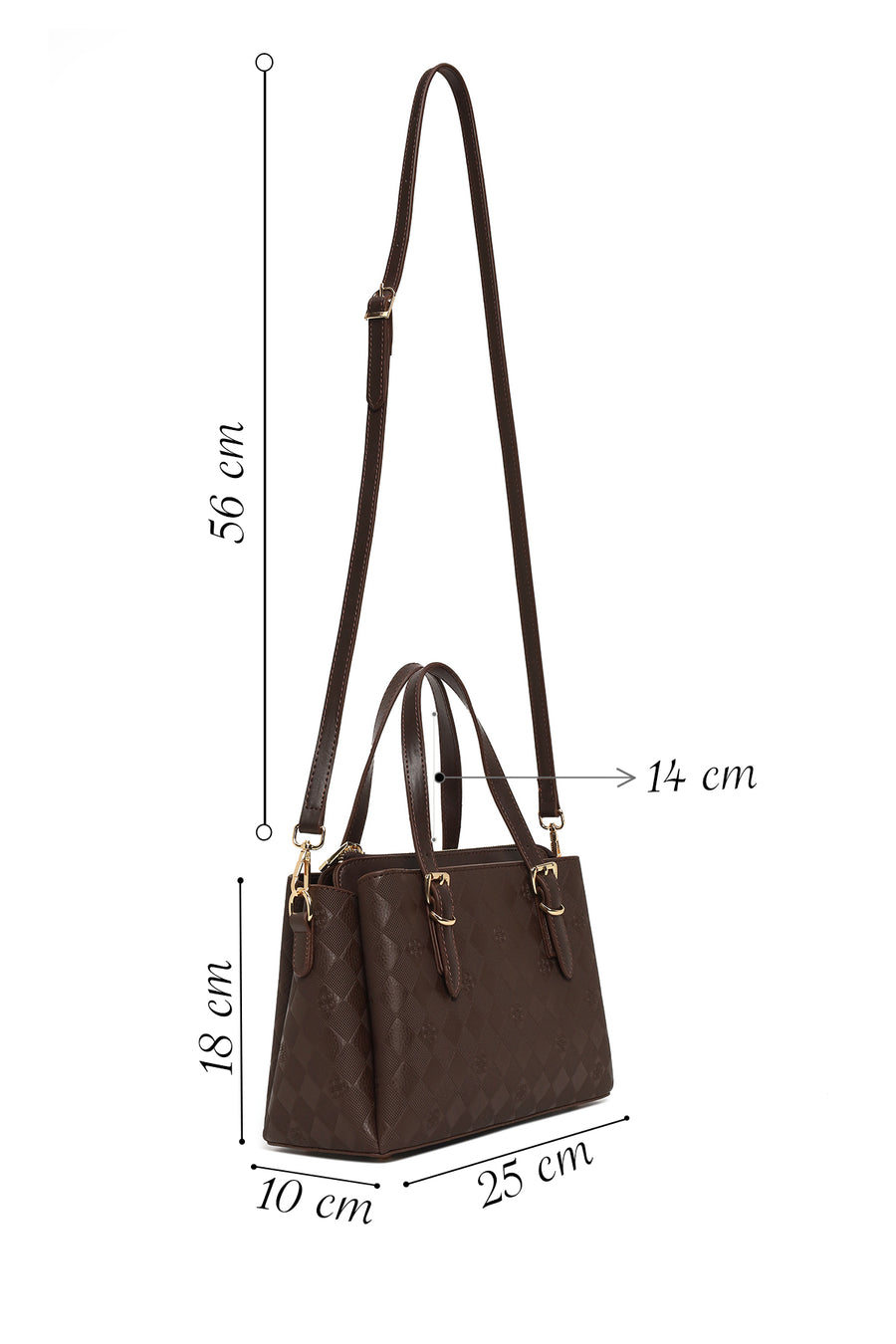 Women's Brown Long Strap Printed Handbag