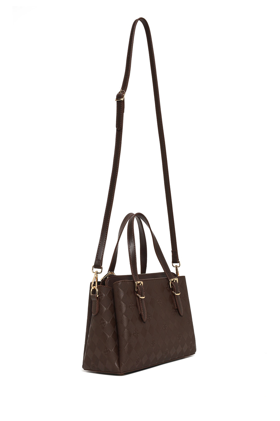 Women's Brown Long Strap Printed Handbag